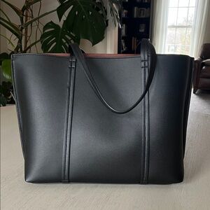 A New Day Black Leather Tote Bag